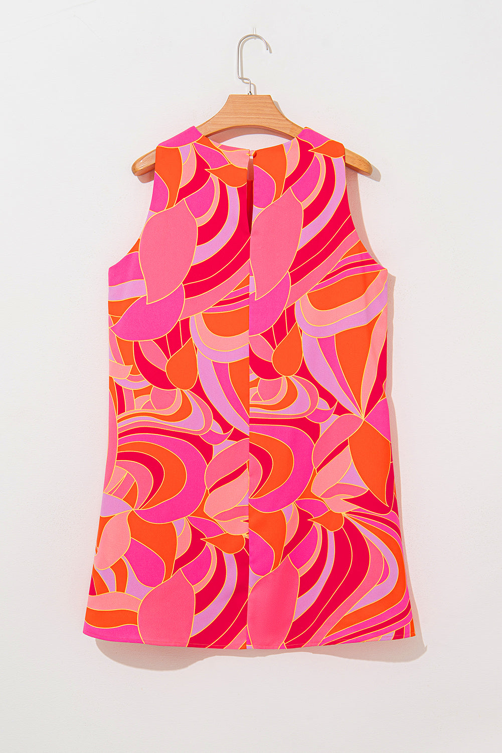 Abstract Floral Print Sleeveless Shift Mini Dress