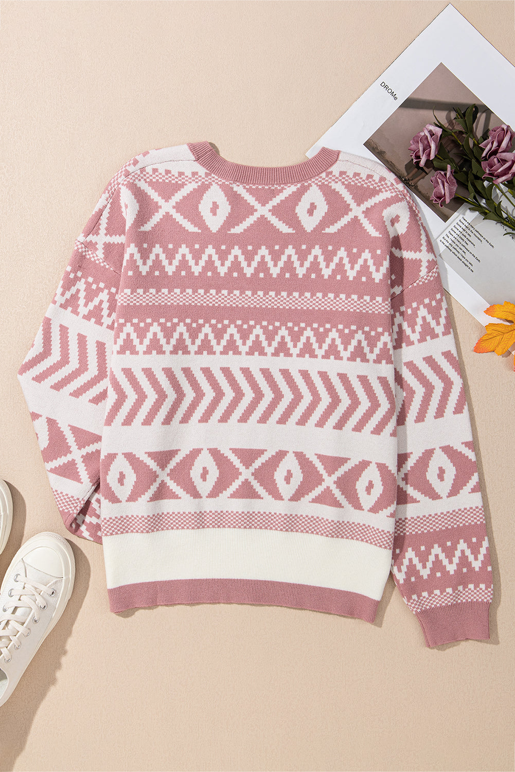 Abstract Print Pullover Sweater