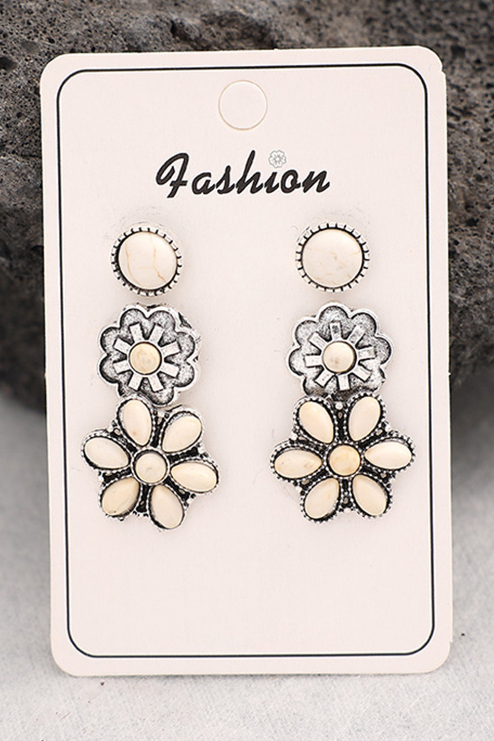 3 Pairs Western Turquoise Stud Earrings