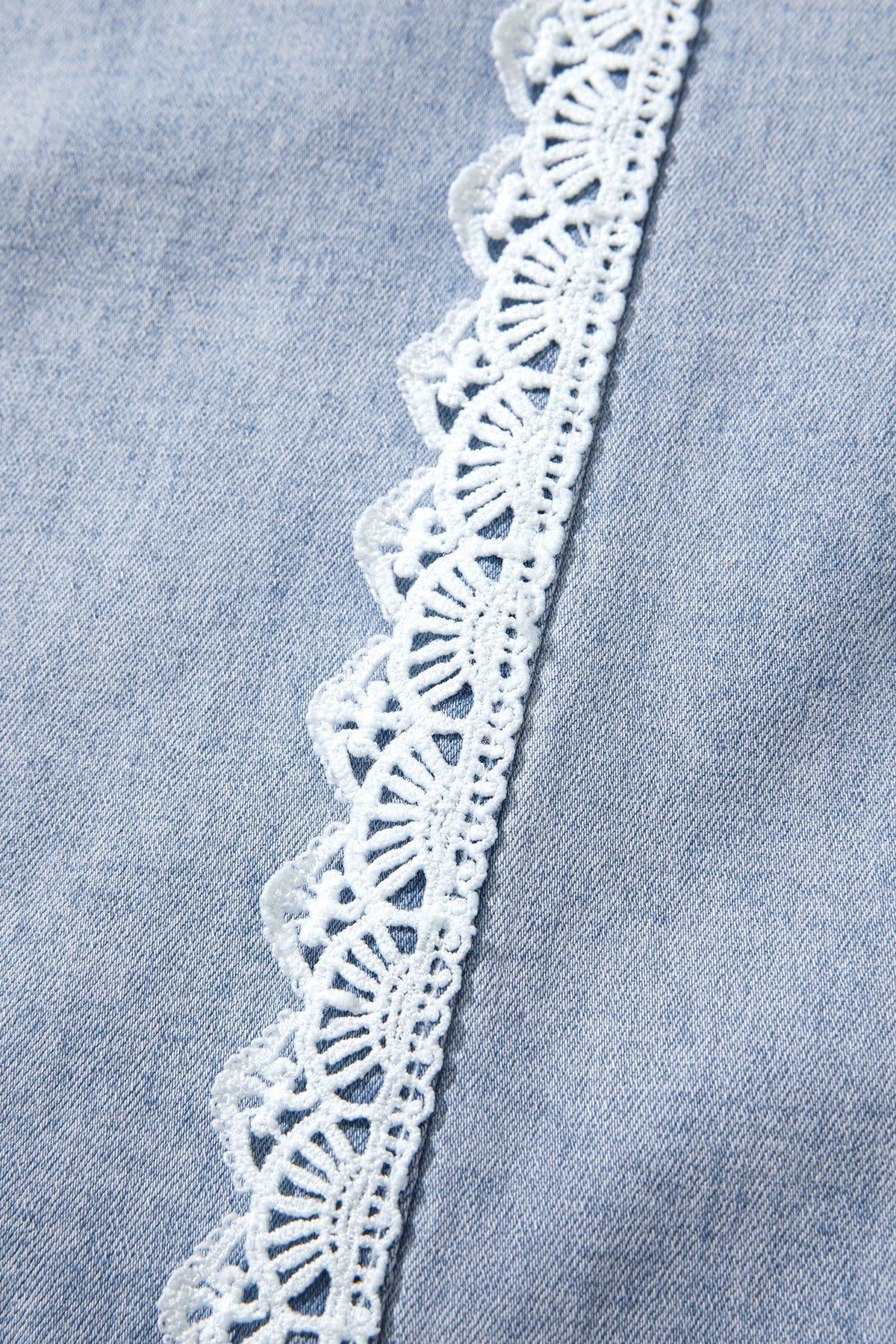 Beau Blue Lace Trim Casual Full-Length Regular Fit Jeans