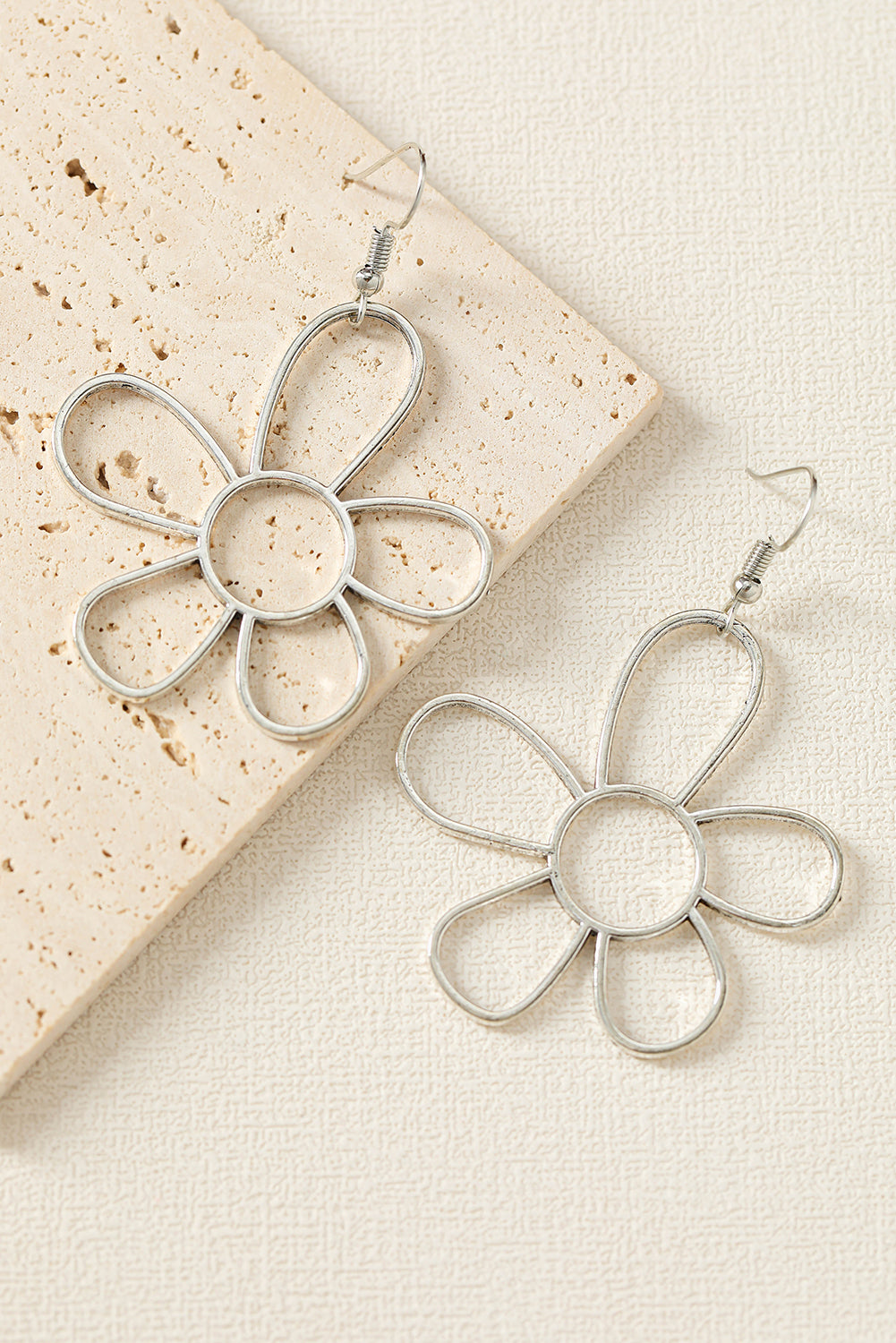 Alloy Hollowed Flower Hook Earrings