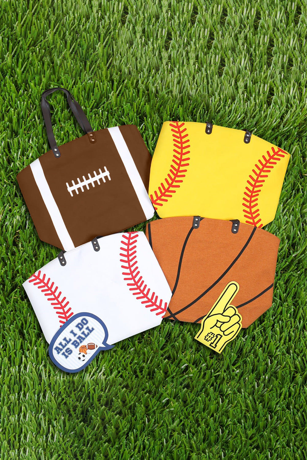 Baseball Pattern Canvas Large Tote Bag