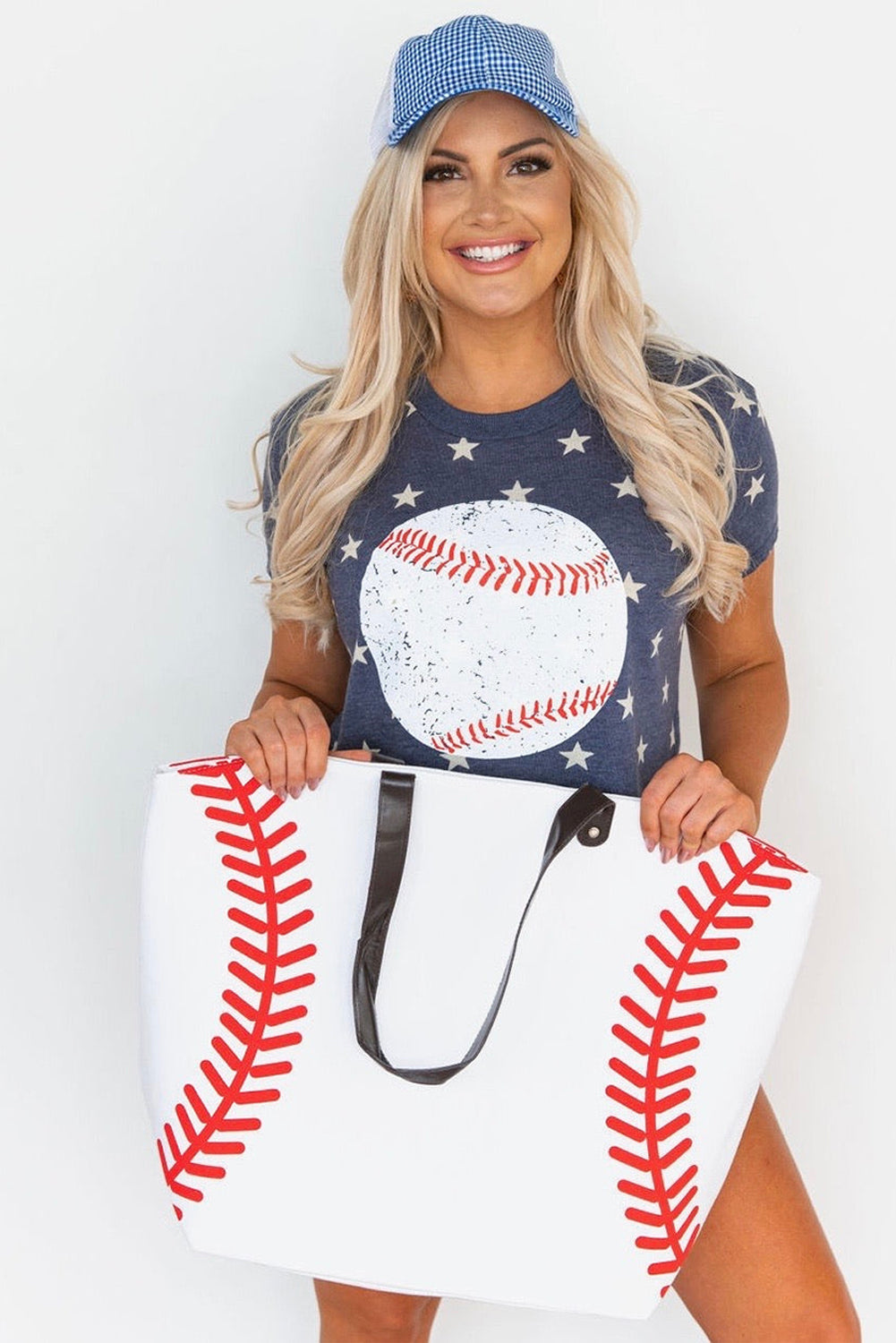 Baseball Pattern Canvas Large Tote Bag
