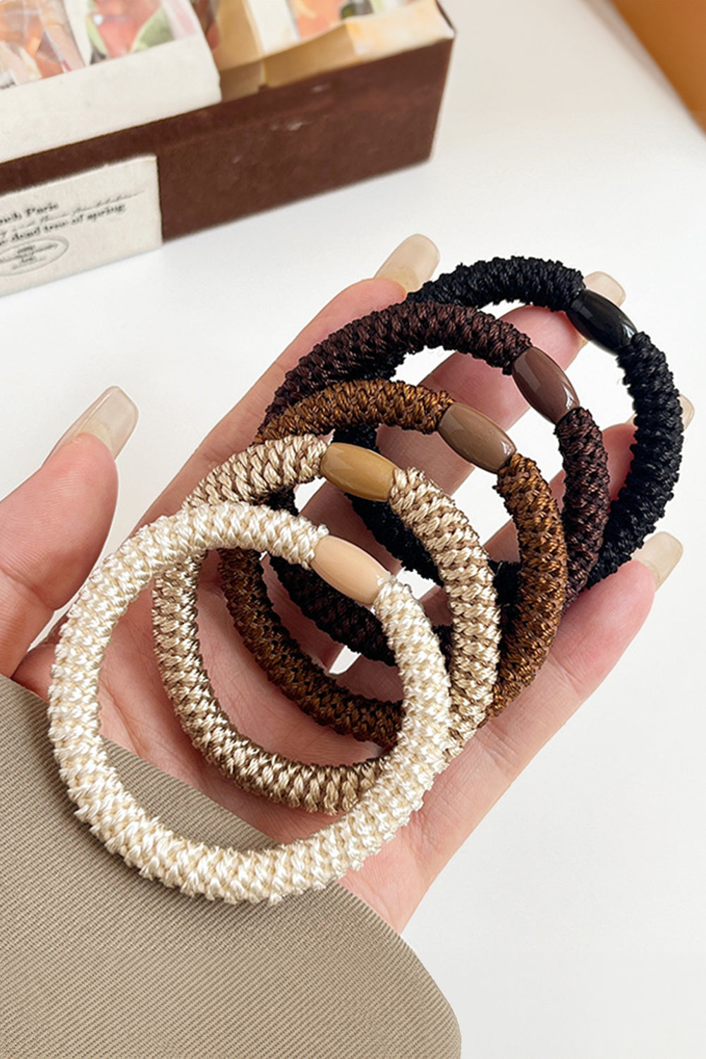 5Pcs Solid High Elastic Hair Tie