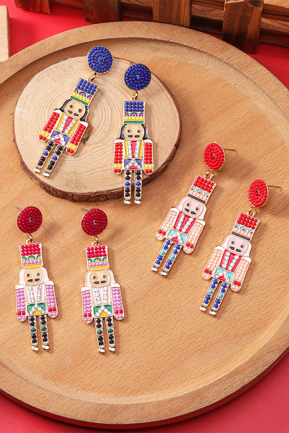 Beaded Christmas Nutcracker Earrings