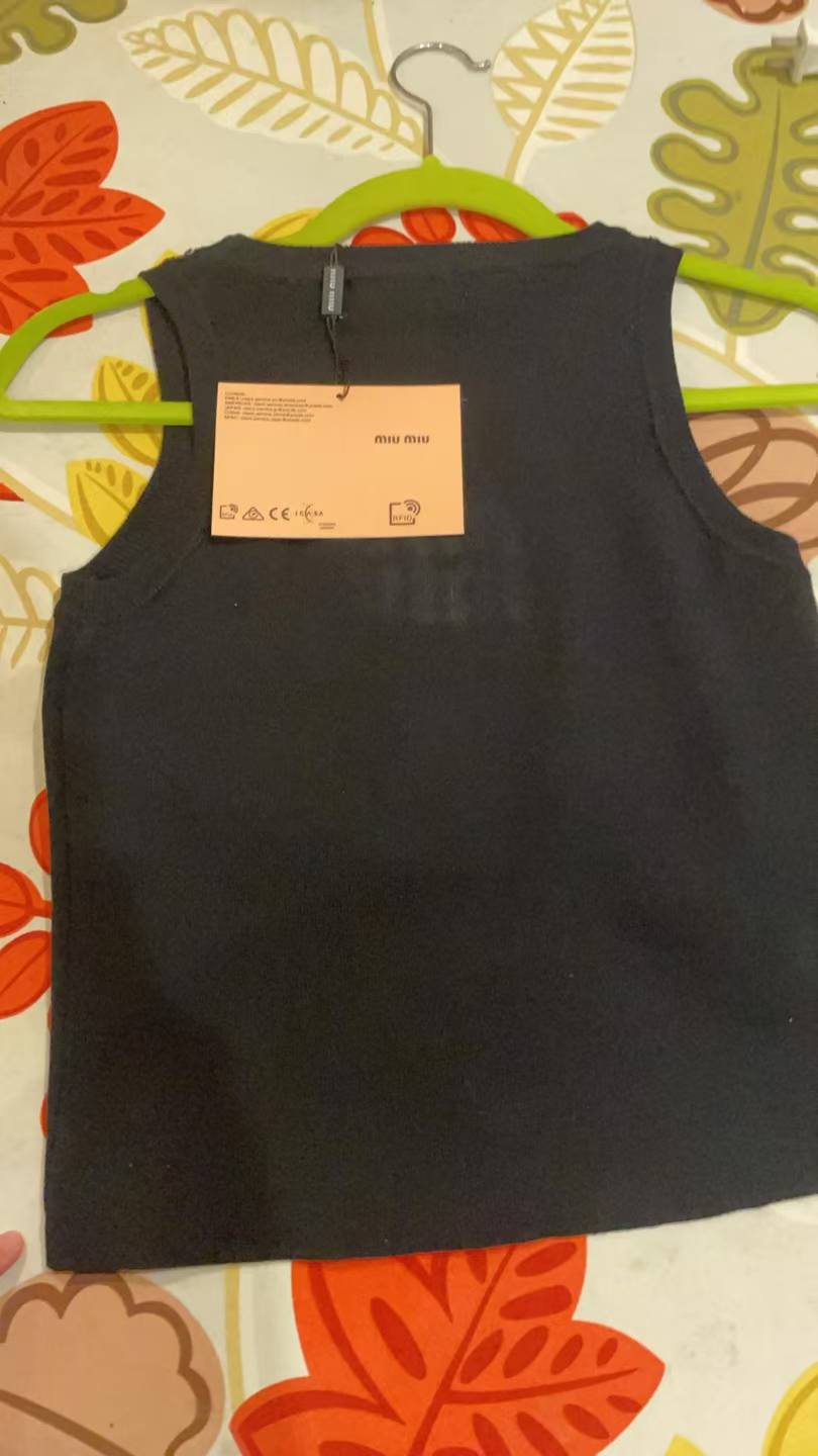 Miu Miu White Ribbed Tank Top