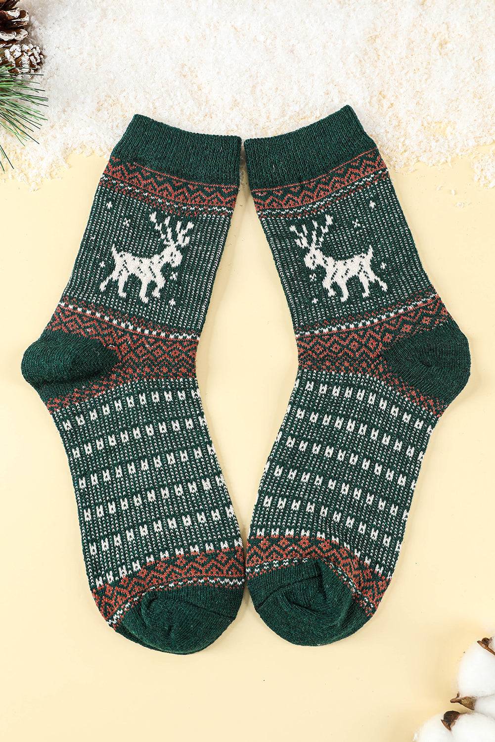 5 Pairs/Set Christmas Reindeer Soft Crew Socks
