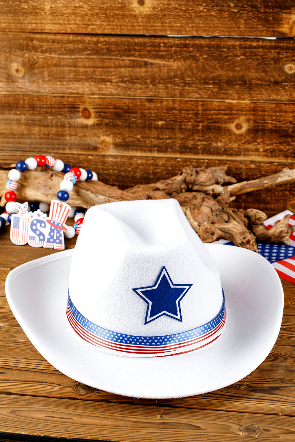 American Flag Theme Print Wide Brim Cowboy Hat