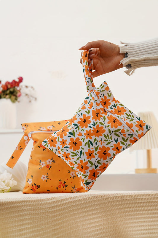 2pcs Floral Print Zip Canvas Bag