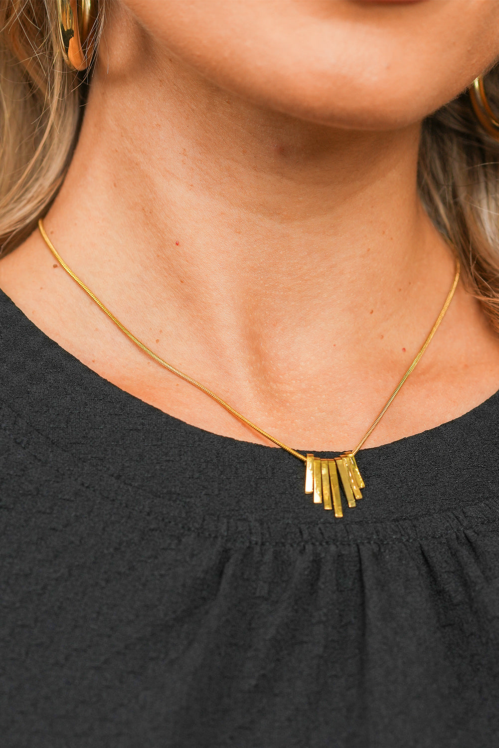 Asymmetric Bar Pendant Plated Alloy Necklace