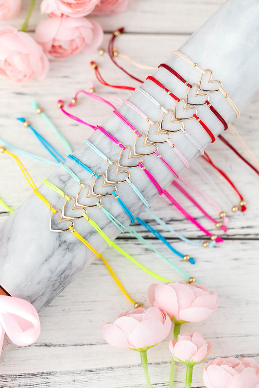 12Pcs Minimalist Random Color Heart Shaped Bracelets