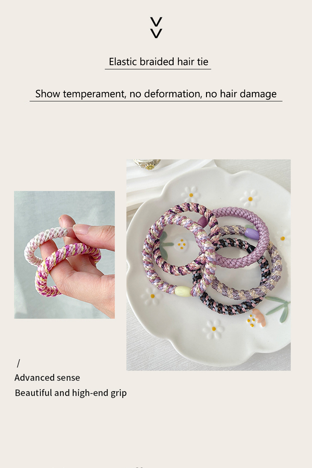 15 pcs/box Elastic Braided Hair Tie