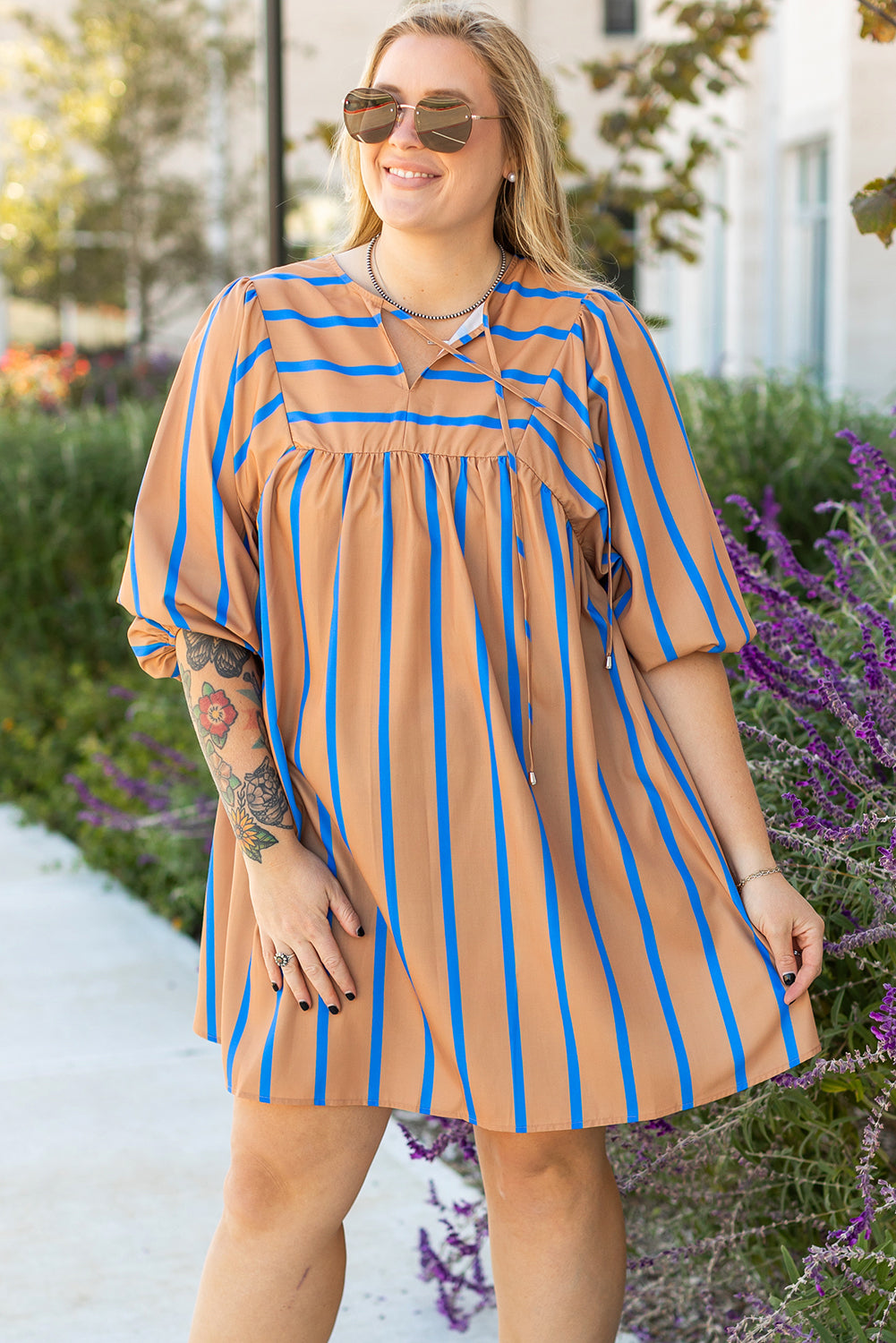 3/4 Sleeve Babydoll Plus Size Dress