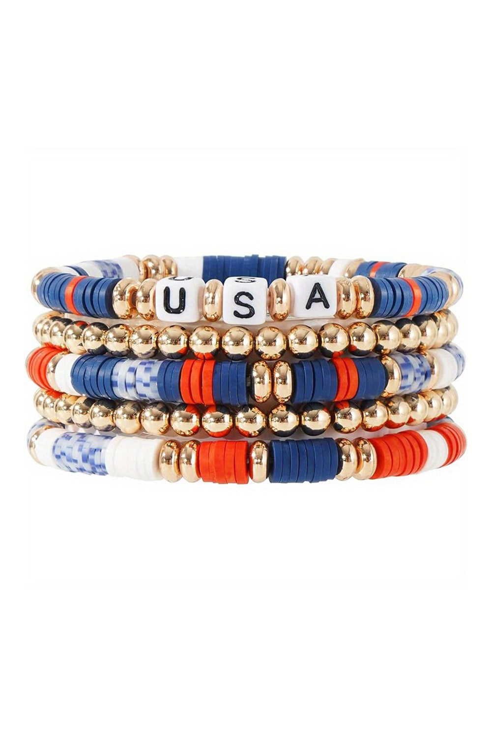5pcs USA Independence Day Beaded Bracelet Set