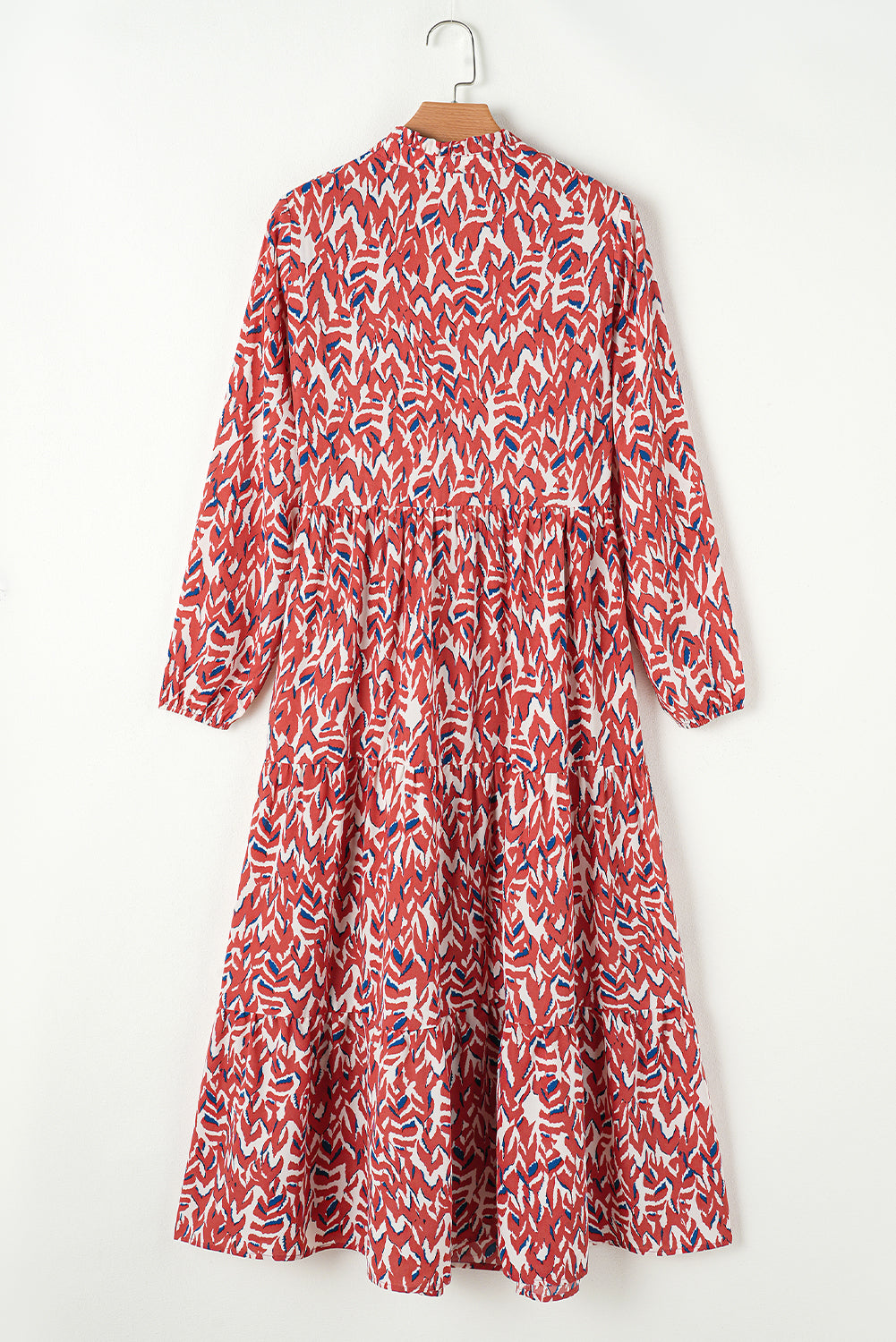 Abstract Print Pleated High Waist Midi Dress
