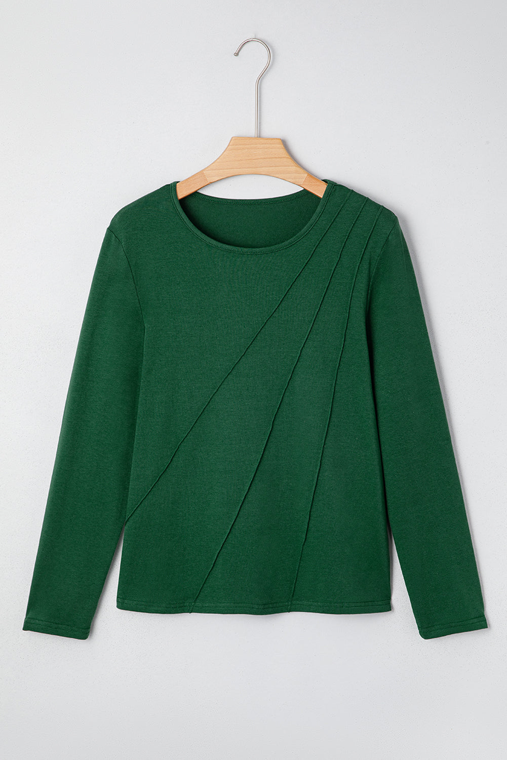 Asymmetric Seam Detail Solid Color Long Sleeve Top