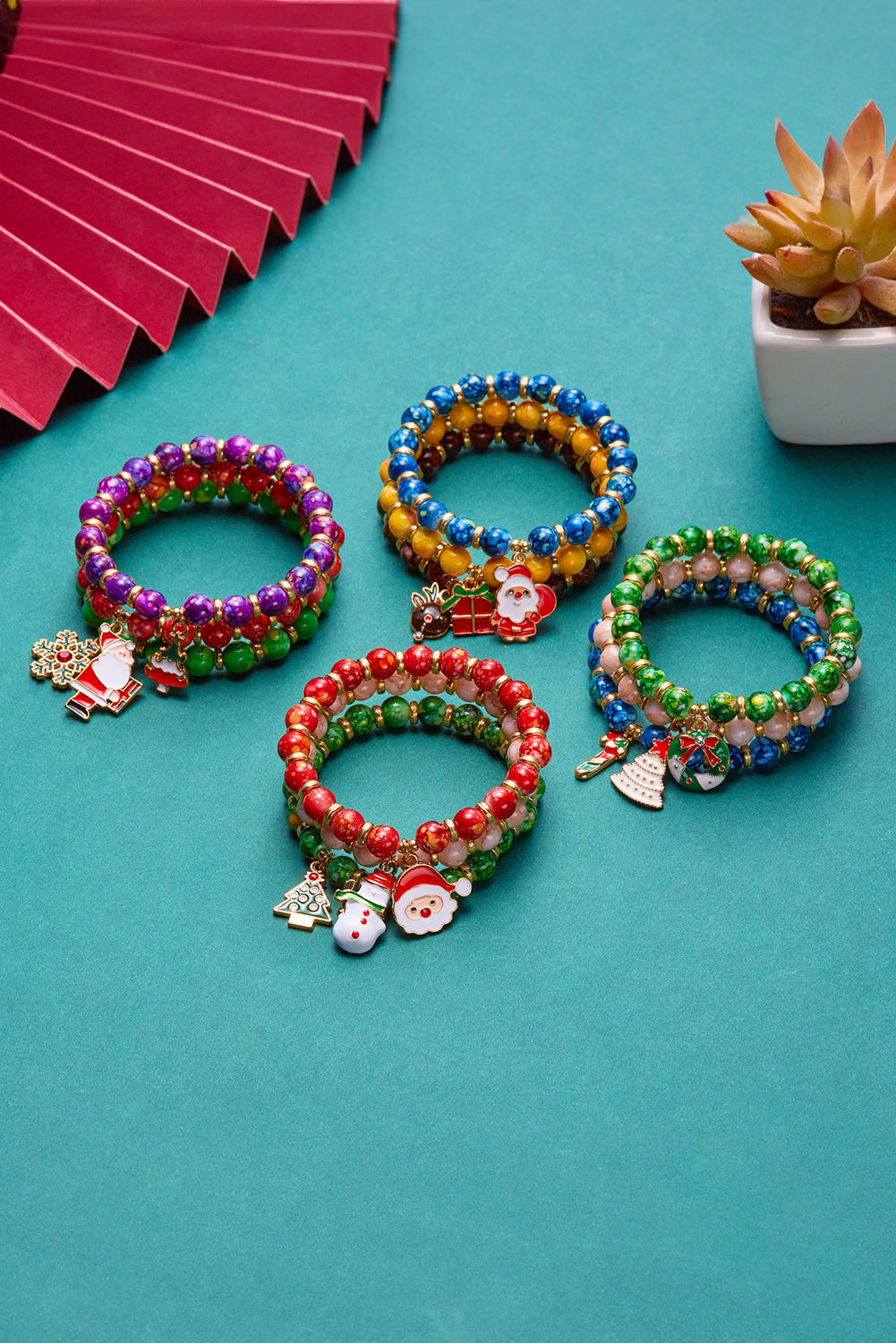 3 Pack Christmas Bead Bracelets