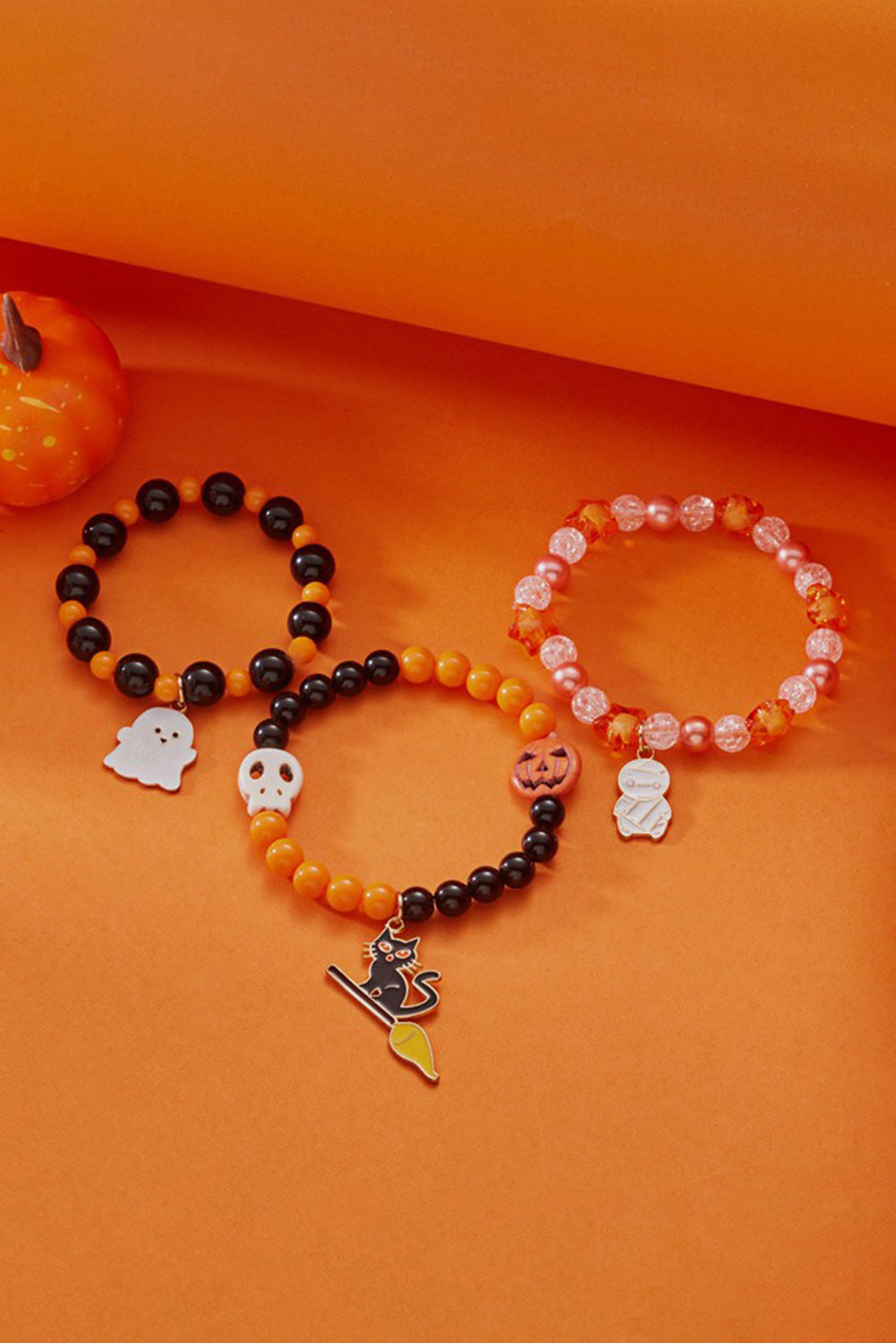 3pcs Halloween Pendent Elastic Beading Bracelet