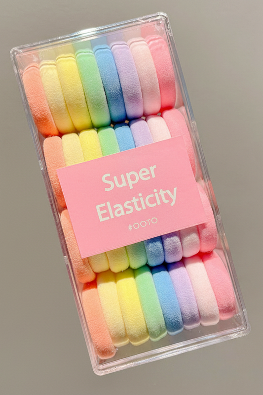 32 pcs/box Rainbow Color Elastic Ponytail Hair Tie