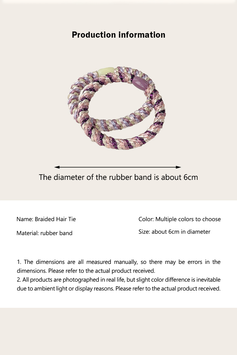 15 pcs/box Elastic Braided Hair Tie