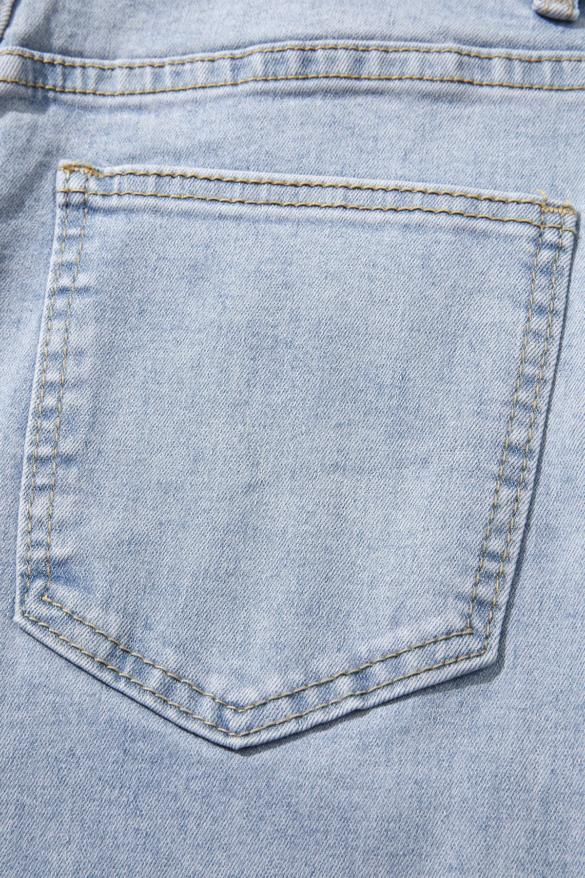 Beau Blue Lace Trim Casual Full-Length Regular Fit Jeans