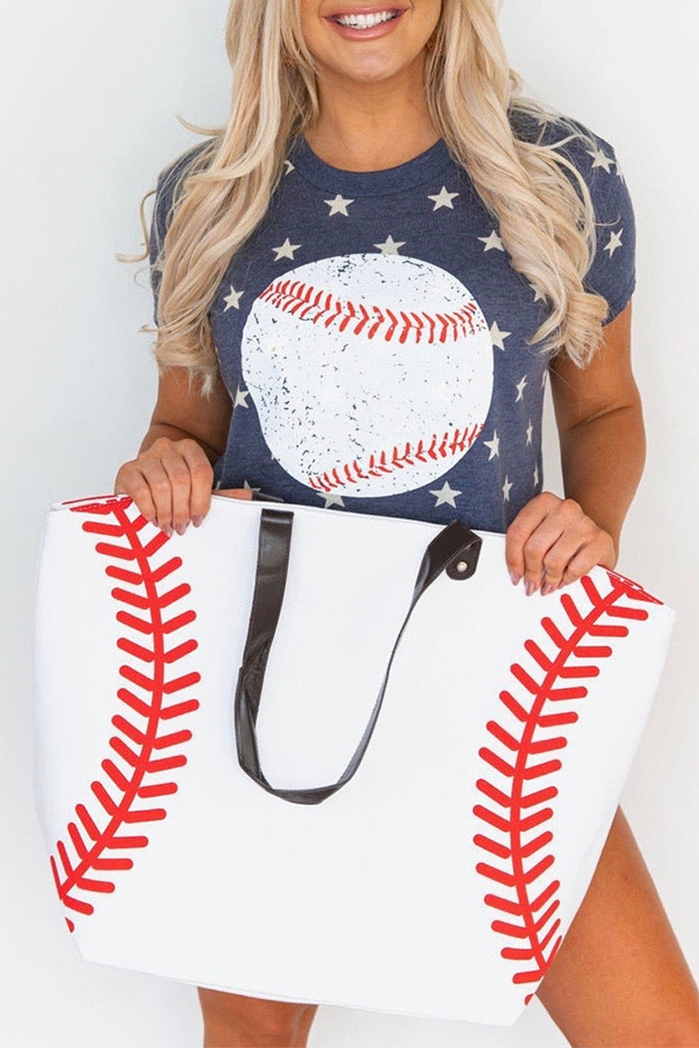 Baseball Pattern Canvas Large Tote Bag