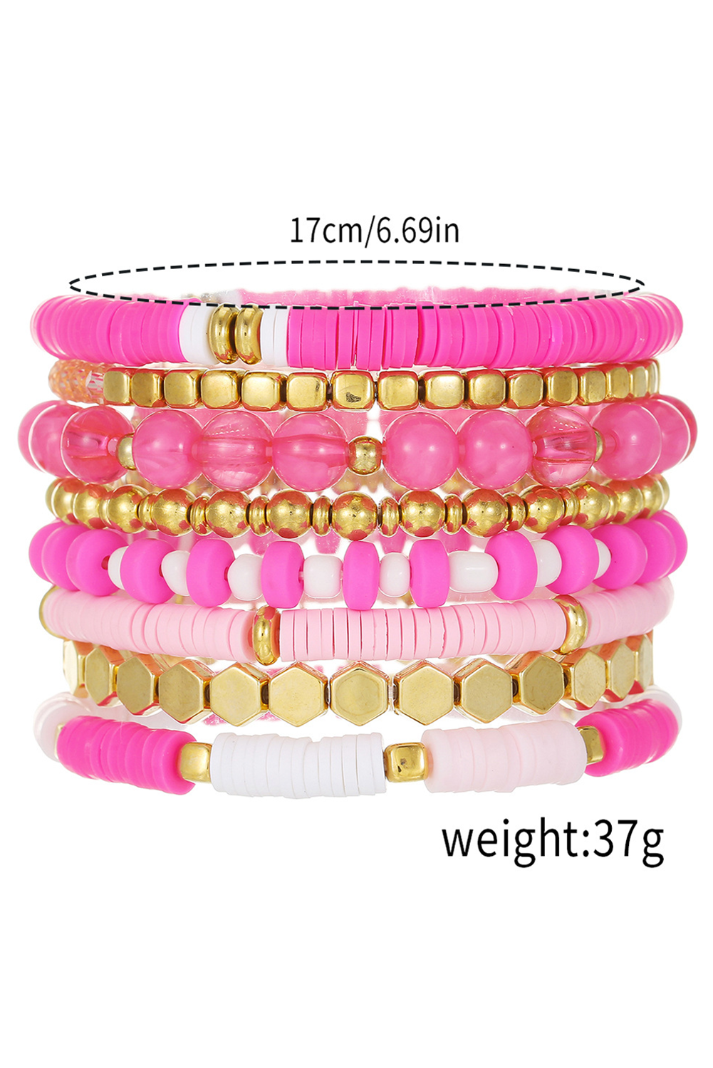 8pcs Valentine Vibe Beaded Elastic Bracelet Set