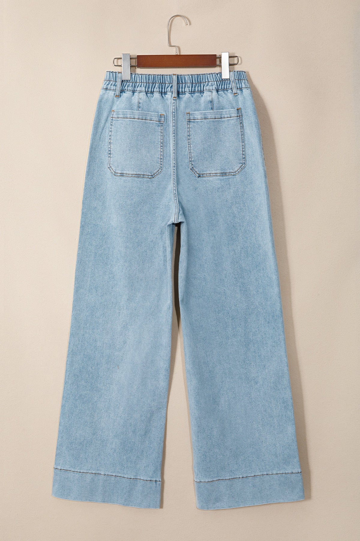 Beau Blue Solid Full-Length Regular Pocket Detail Denim Jeans