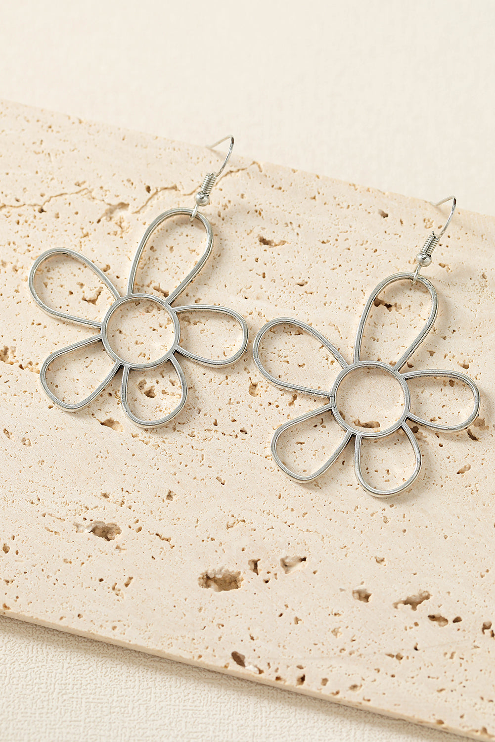 Alloy Hollowed Flower Hook Earrings