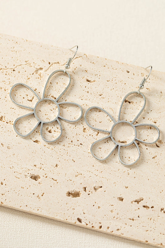 Alloy Hollowed Flower Hook Earrings
