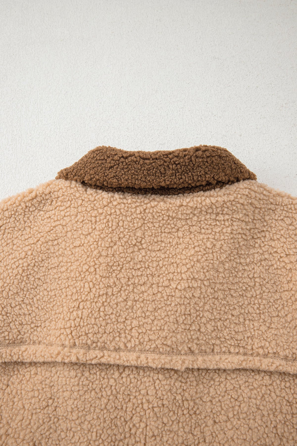 2-tone Color Block Patchwork Half Button Sherpa Sweatshirt