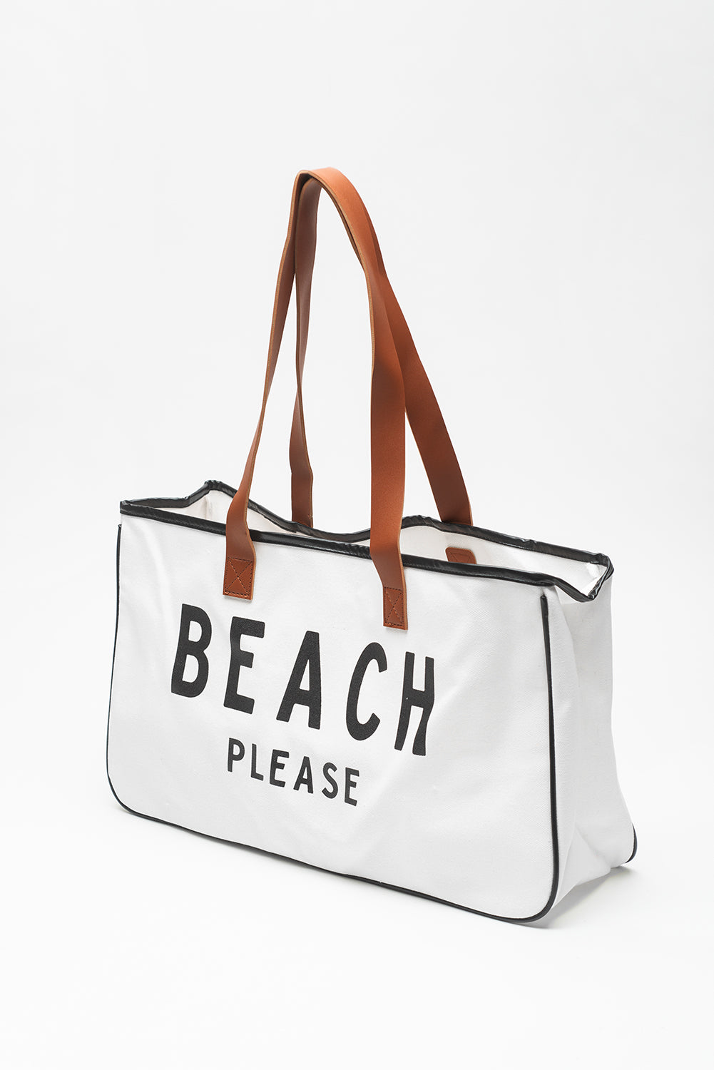BEACH PLEASE Print Large Canvas Tote Bag