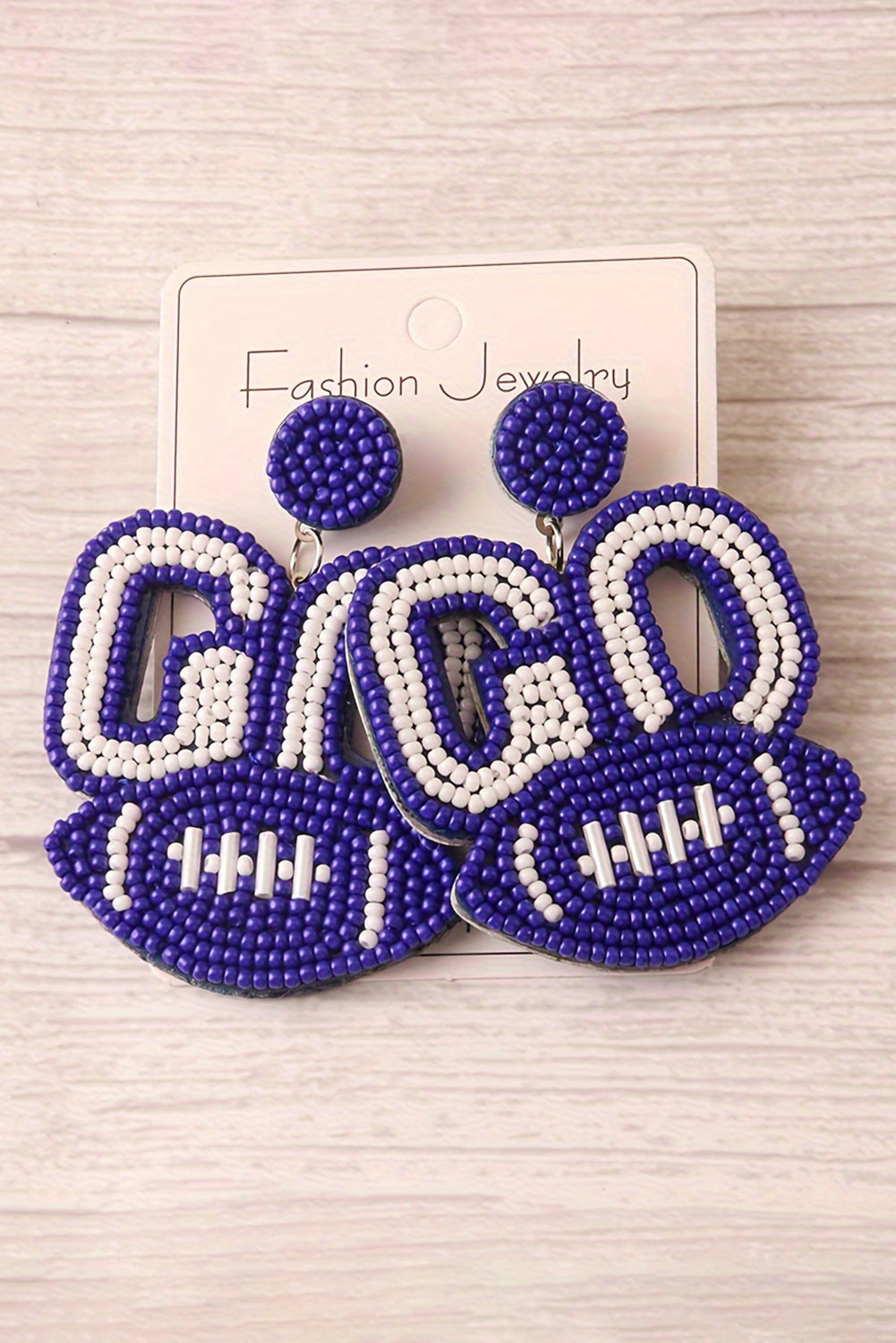 Beaded Go Rugby Football Earrings
