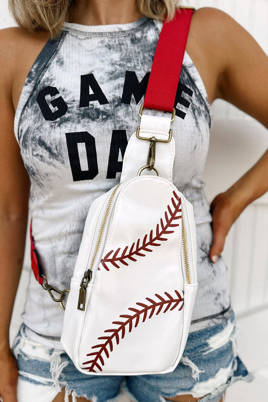Balls Pattern PU Leather Zipped Sling Bag