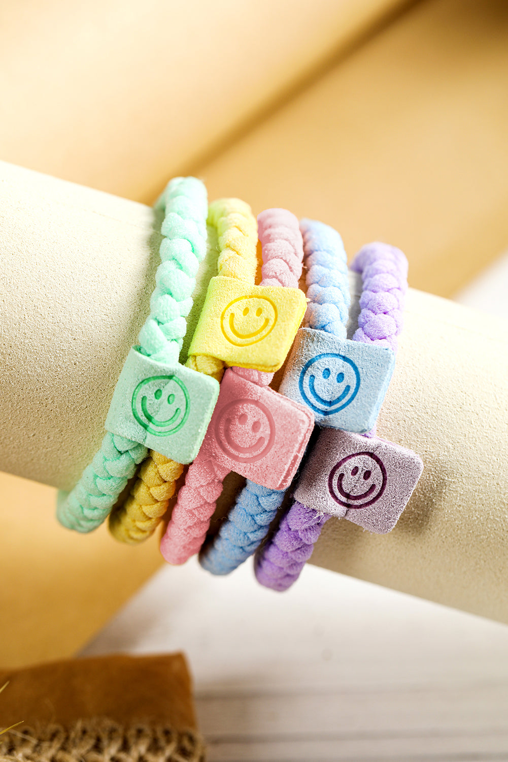 5Pcs Smile Face Tab Braided Hair Tie Set