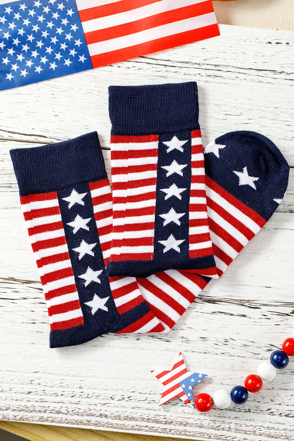 American Inspired Stripes Stars Crew Socks