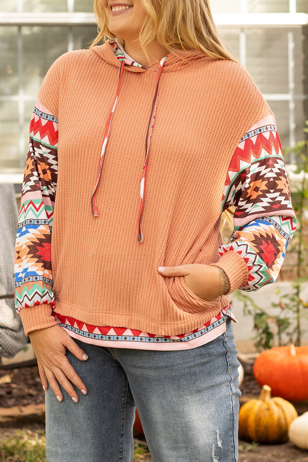 Aztec Knit Plus Size Hoodie