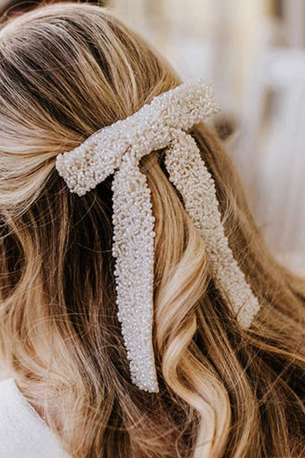 Beaded Bow Knot Hair Clip