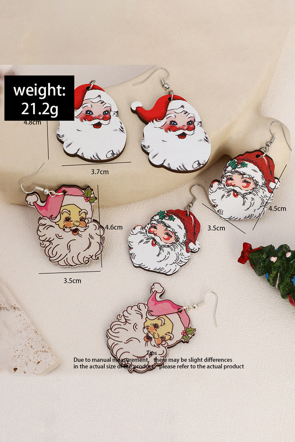 3 Pairs Christmas Santa Clause Pendant Hook Earrings