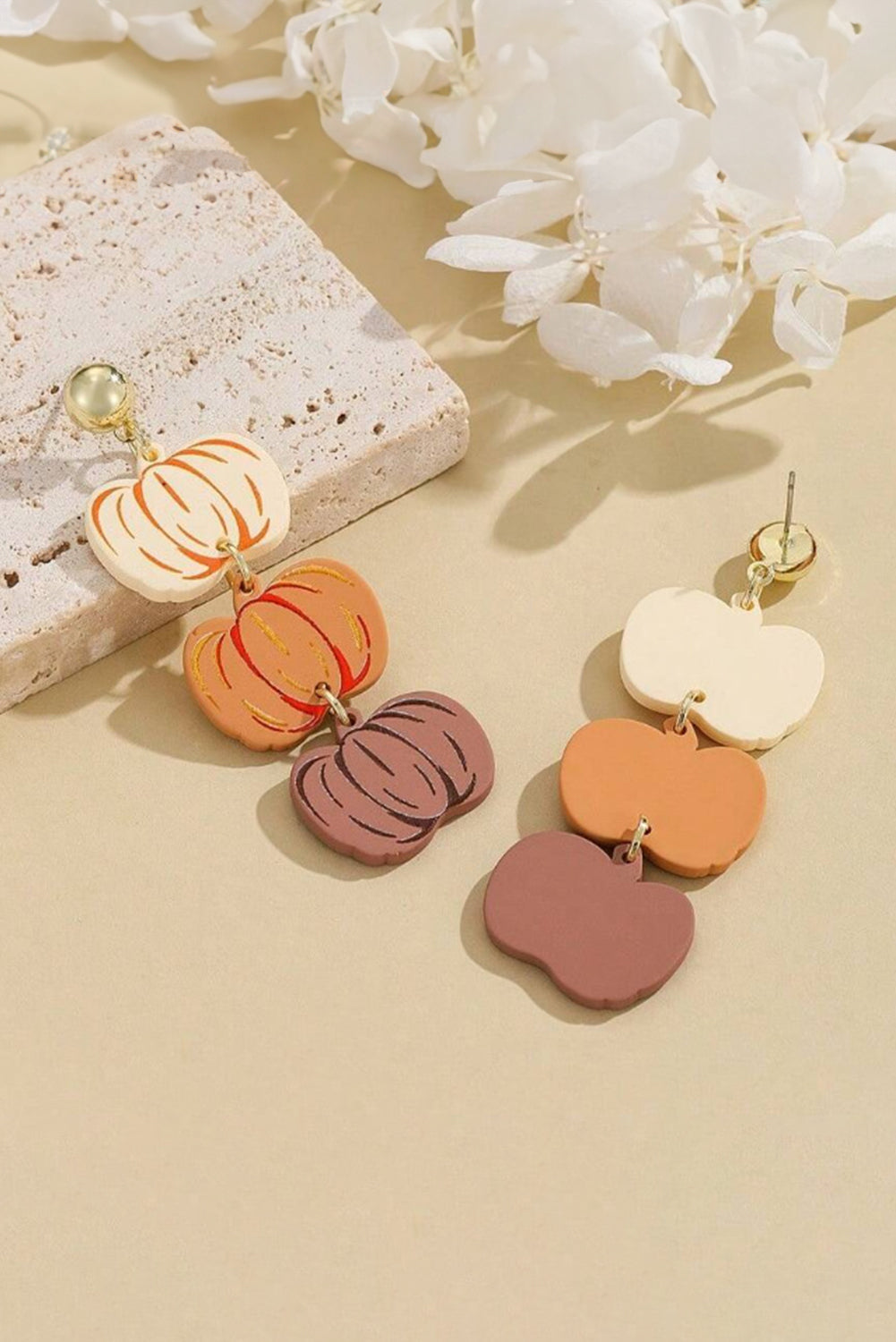 Acrylic Pumpkin Stack Stud Earrings