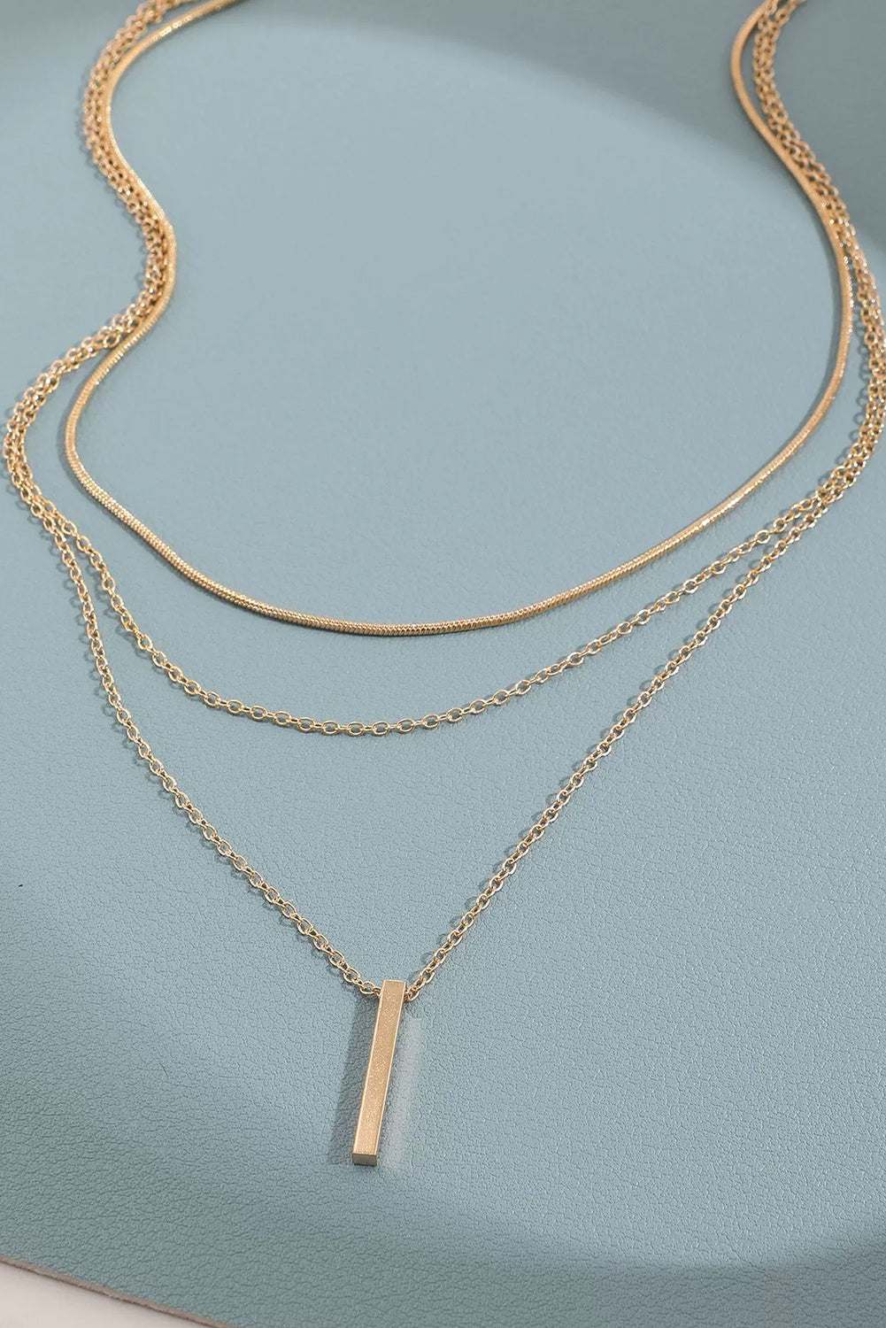 Bar Pendant Layered Adjustable Chain Necklace