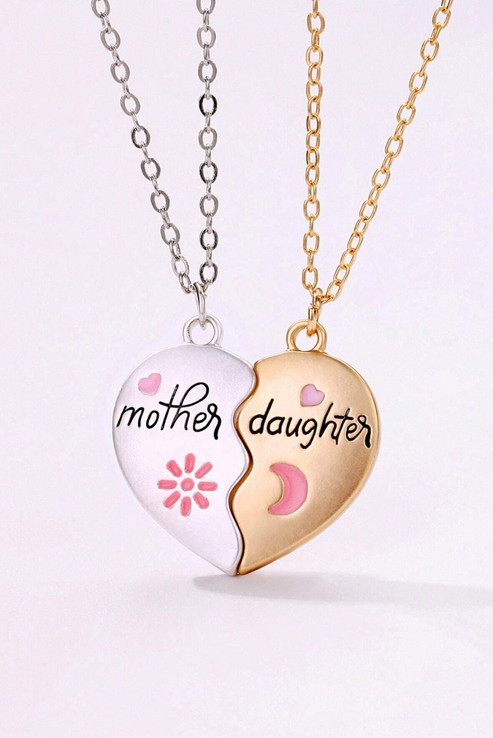 2pcs Mother & Daughter Magnetic Heart Necklace
