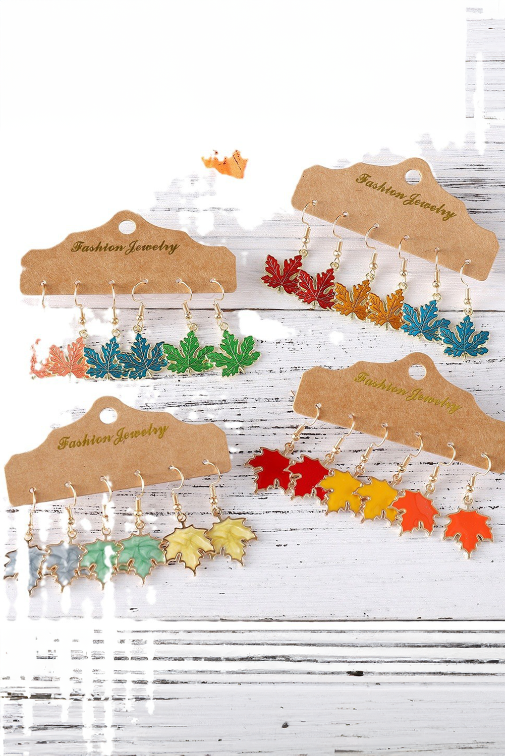 3 Pairs/Set Thanksgiving Maple Leaves Hook Dangle Earrings