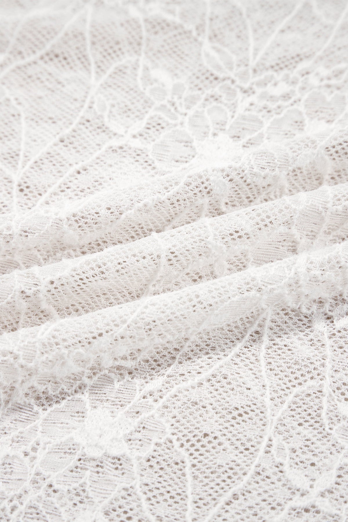 Beige Long Sleeve Sheer Mesh Lace Top