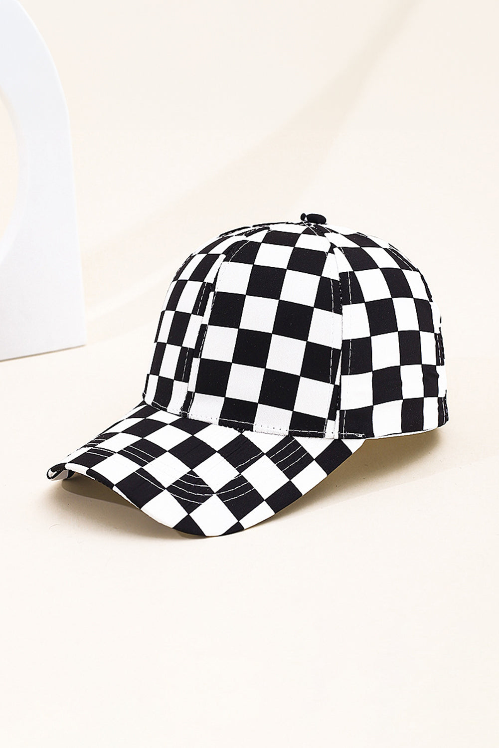 1pc Checkered Pattern Stitch Detail Baseball Cap