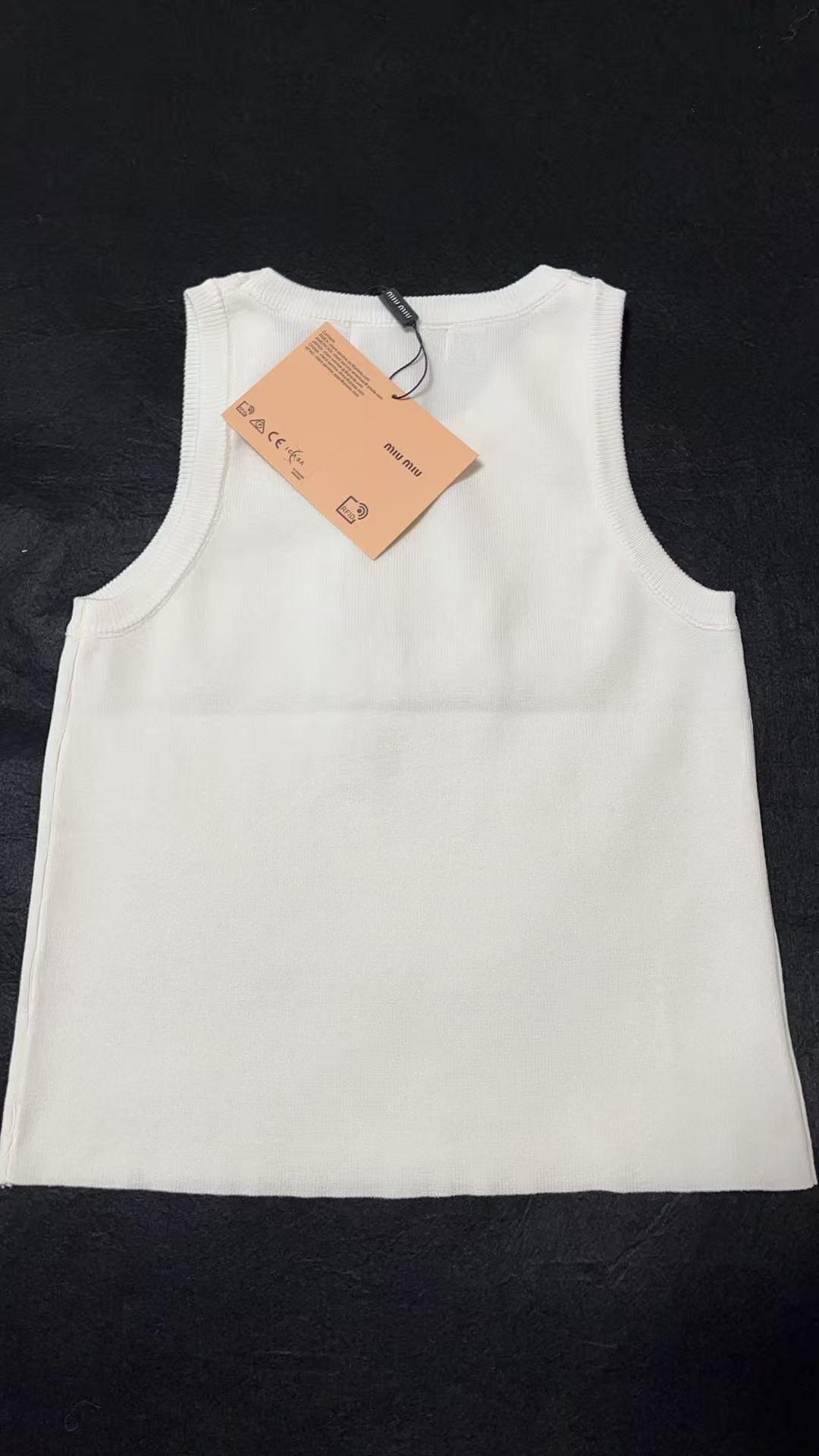Miu Miu White Ribbed Tank Top